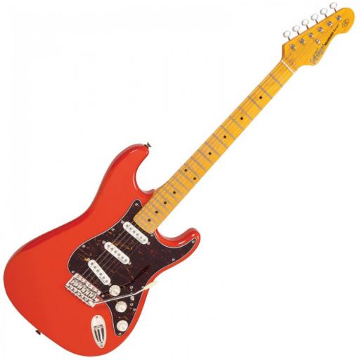 Vintage V6M Electric Guitar ~ Firenza Red